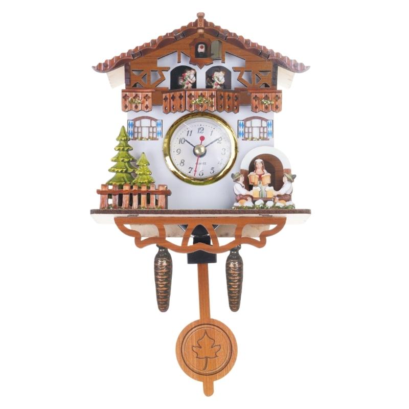 Traditionelle Kuckuckswanduhr aus Holz für Wohnzimmer mit leisem Uhrwerk Dekorative Wanduhr Genaue Uhrwerke