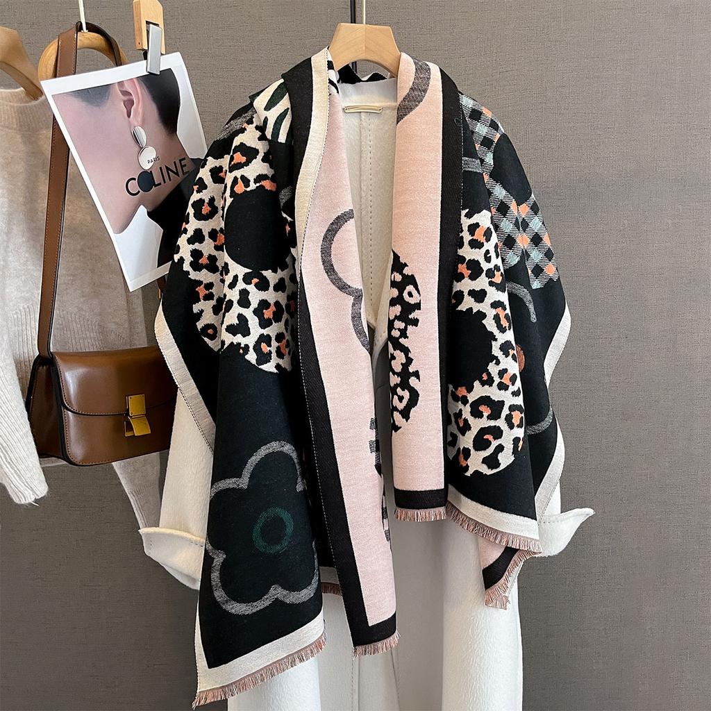Women Autumn Winter Thick Warm Cashmere Scarves Korean Version Fashion Flower Scarf Female Blanket Bufanda Poncho Pashmina
