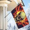2D Flat, 1pc 2D Flat Decorative Flag, Fiery Skull Explosion Flame Pattern Flag, Single-Sided Printed Tapestry, Rock Heavy Metal Style Wall Decor, Hol