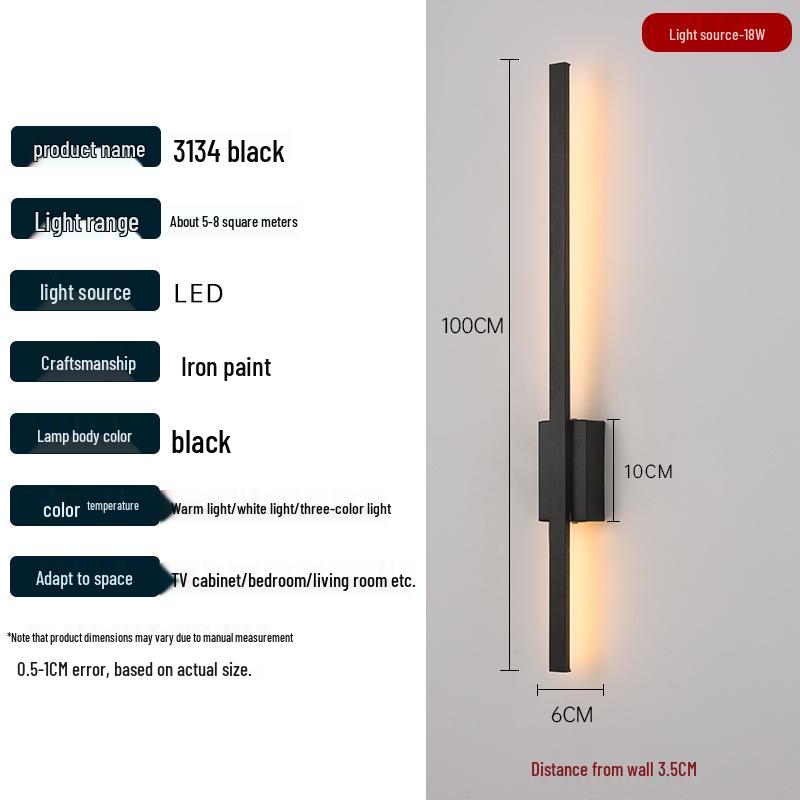 2025 Minimalist Long Strip Wall Lamp for Bedroom, Living Room, Staircase, or TV Background