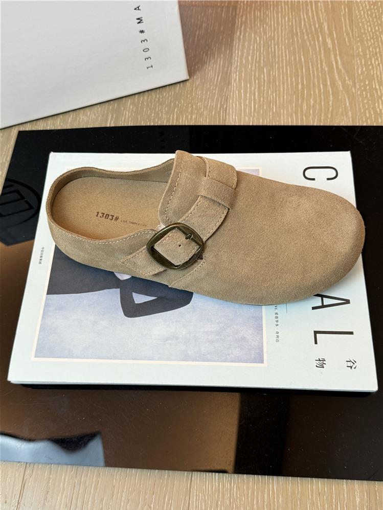 

[Zhike] Баотоу полушлепки детские 2025 осень новая одежда ретро платформа Бокен обувь Мюли женская обувь 40 песочный