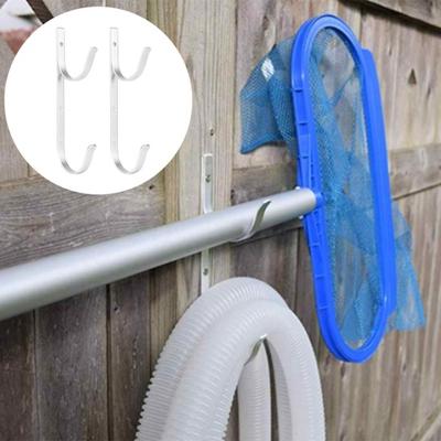 2 Stück Pool-Pole-Haken, robuste Aluminiumlegierung, Schraubmontage, Skimmer, Laubharken, Netze, Poolzubehör, Aufhänger, Gartenzubehör für den Außenbereich
