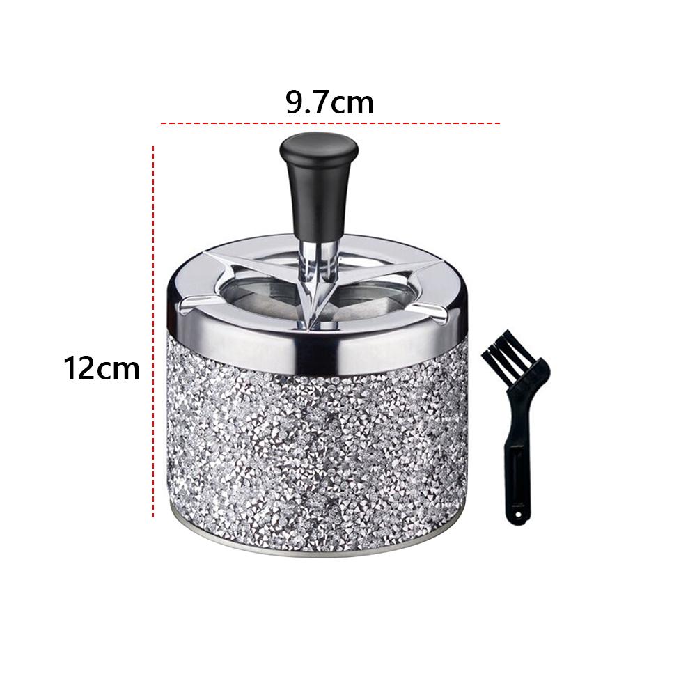 Push Down Ashtray with Lid Spinning Ashtray Windproof Self-Cleaning Ashtray Metal Car Ashtray for Cigarette Smoking