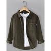 Autumn and Winter Corduroy Long Sleeves Shirt Men Japanese Style Simple Retro Pure Color Thickened Pure Cotton Loose Casual Shirt