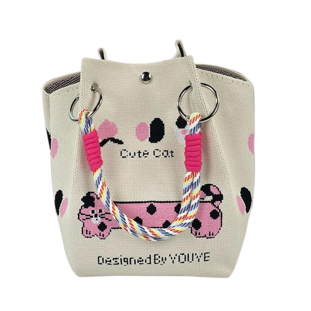 

New Flower Pattern Women s Knitted Bucket Bag Handheld Portable Knitted Wrist Bags Fashion Handbag Gifts