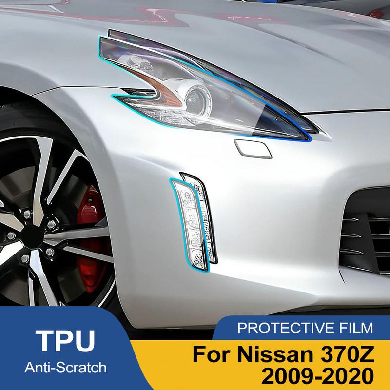 For Nissan 370Z 2009-2020 High-Gloss Smoke Black Pre-Cut TPU Headlight Protection Film PPF Kit Anti-Scratch Vinyl Wrap Cover