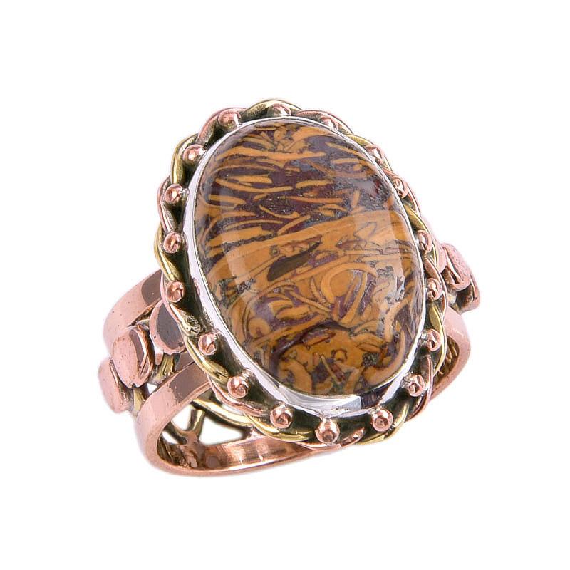 Pierre Précieuse Jaspe Maryam Naturel Bicolore Argent Sterling 925 Bague Cadeau S.7 K6B46