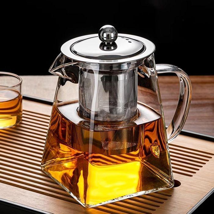 Théière en Verre 550ml Théière avec Filtre Infuseur en Acier Inoxydable Résistant à La Chaleur