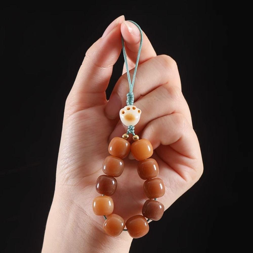

Beaded Bodhi Root Phone Chain Cat Claw Mobile Phone Lanyard Phone Hanging Rope Women Gift Coffee