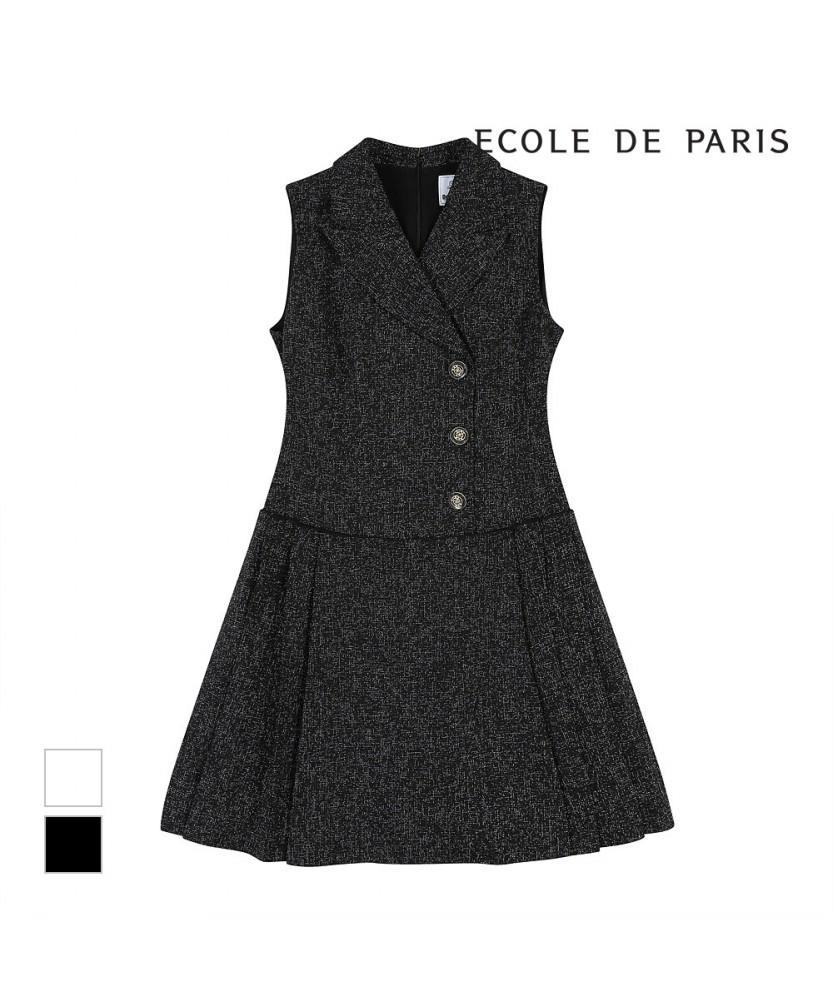 ECOLEDEPARIS Collared Sleeveless Dress_Rb23Woa001Y