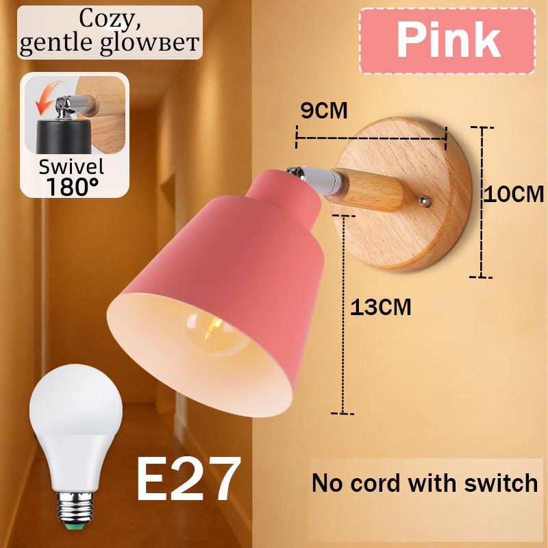 LED Wall Light E27 Bulb Replaceable 85-265V 3 Color Wall Lamp Bedside Light Living Room Bedroom Wall Sconce Decor Lighting