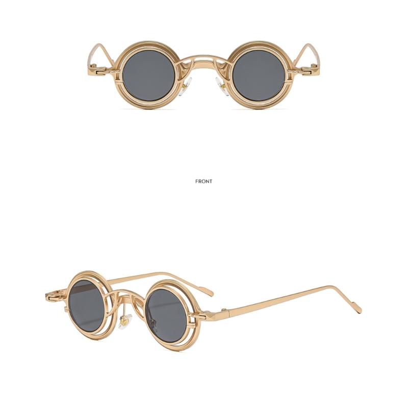 Round Metal Frame Sunglasses Retros Trendy Light Weight Sunglasses with Sun Protecting for Outdoor Activity