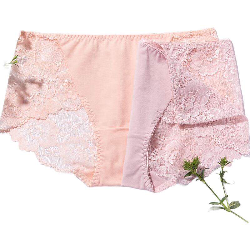 Audifen Women's Seamless Lace Mid-Waist Boy Shorts (2-Pack)