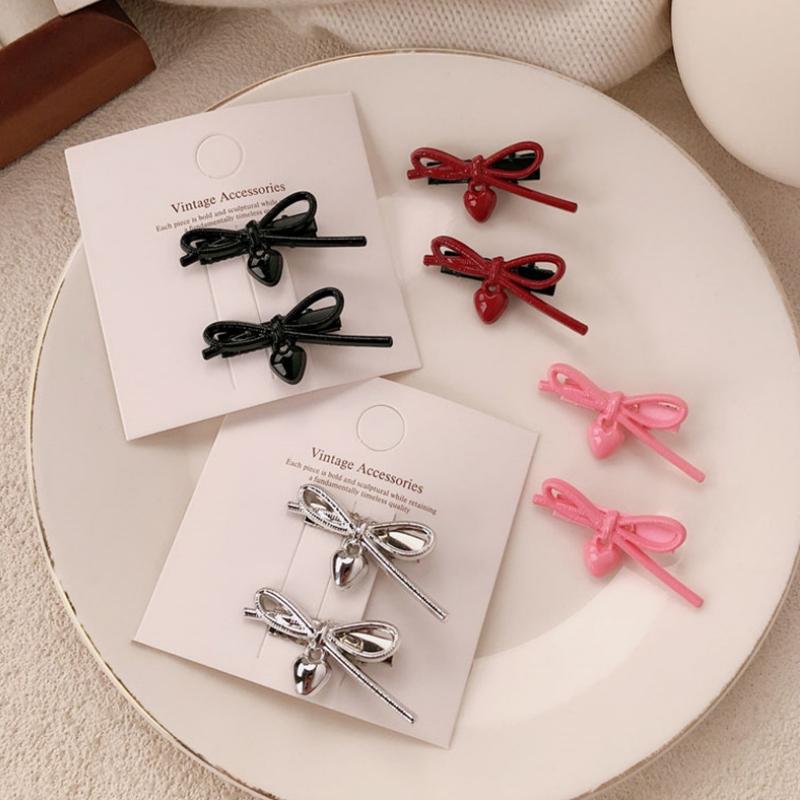2pcs/set Children's Korean Hair Clips Hair Bowknot Hairpin For Girls Vintage Sweet Hair Grip Elegant Hair Accessories