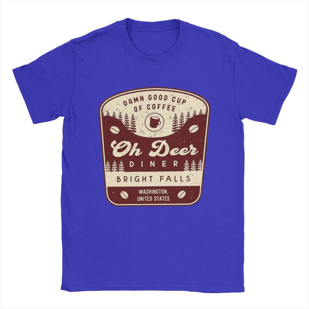T-shirt da uomo Oh Deer Diner Emblem Alan Wake Gioco Anime 100% Cotone Abbigliamento Vintage Manica Corta Girocollo Magliette Estive