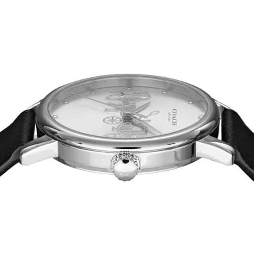 Coach Watch GRAND Silver Dial Quartz Daily Waterproof Mineral Glass 36mm 14503494 Women's Black