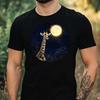Men's T-Shirt Giraffe In Moonlight Motif Cotton Size XS To 5XL