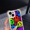 Ae88 Lovely Smiley Art Soft Phone Cases for iPhone 16 15 14 13 12 11 Pro Max XR with Wrist Strap Lanyard Corner Protection Back Cover
