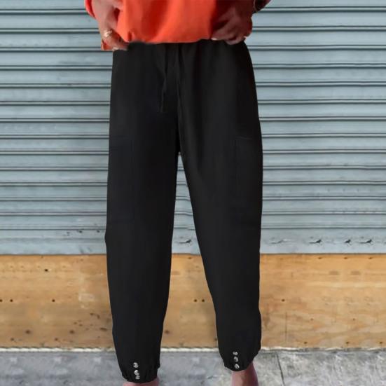 

Женские брюки Yousheng с эластичной талией, средней посадкой, регулируемые на шнурке, широкие брюки с карманами, однотонные брюки XXXL чёрный