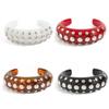 Punk Style Rivet Diamond Resin Bracelet, Personalized Amber Smudge Open Round Bracelet Ring