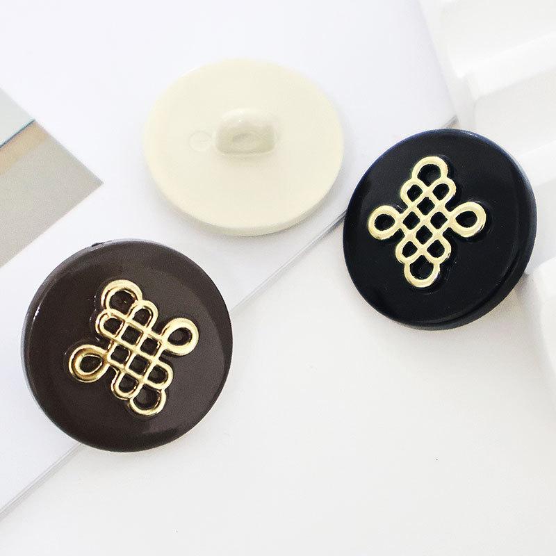 Painted Plastic Buttons Colored Black Hand-Sewn Buttons Woolen Coat Trench Coat Buttons Chinese Knots High-End Buttons Daquan
