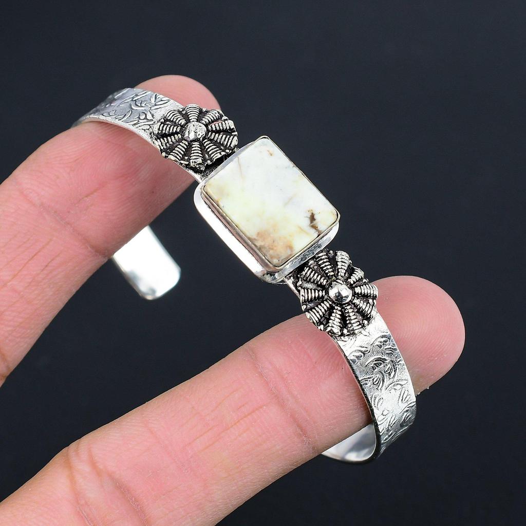 Mothers day Sale Chrysoprase Gemstone Ethnic Sister Bangle 925 Sterling Silver