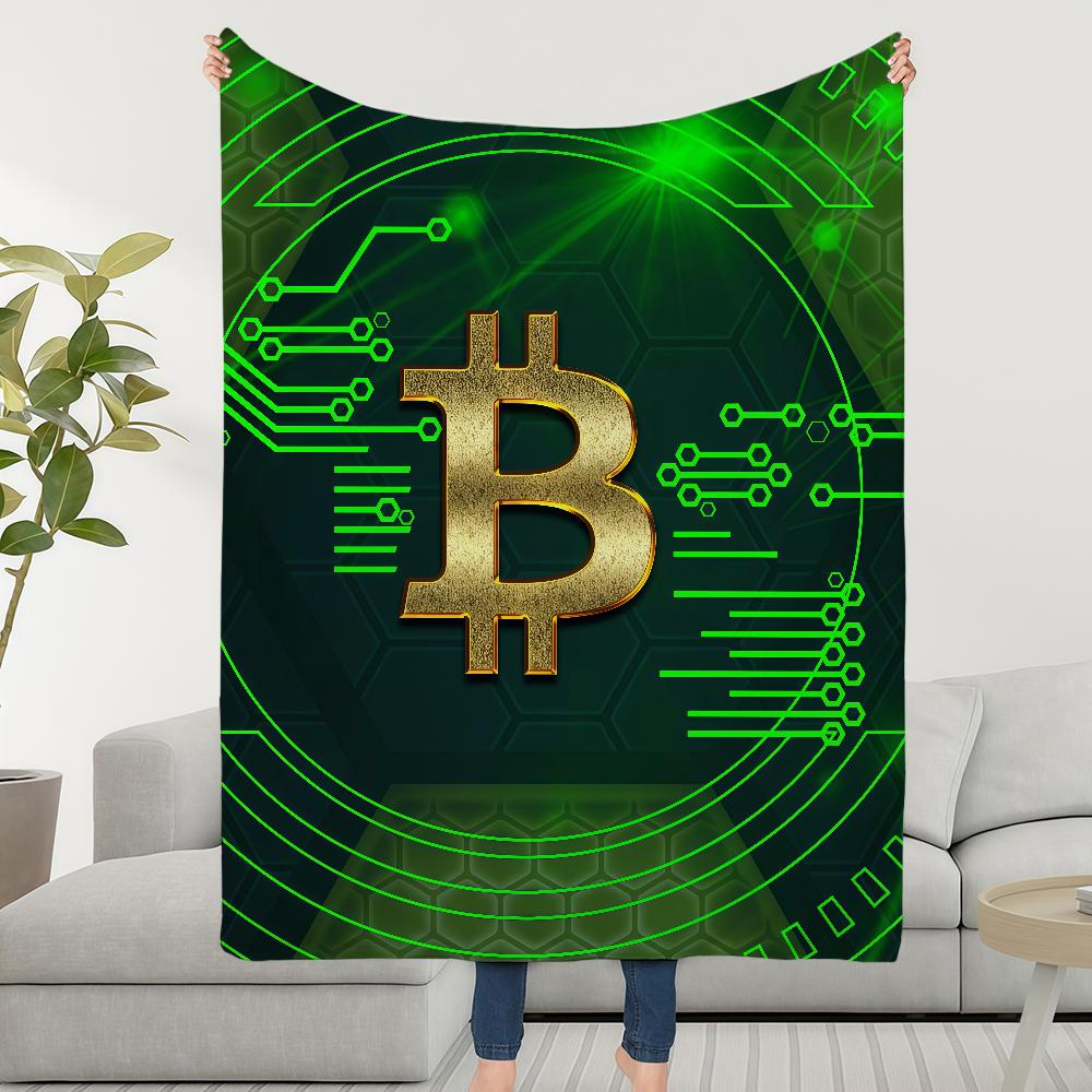 Money Blanket Throw Super Cosy Plush Living Room Sofa Couch Childish Bitcoin Birthday Gifts