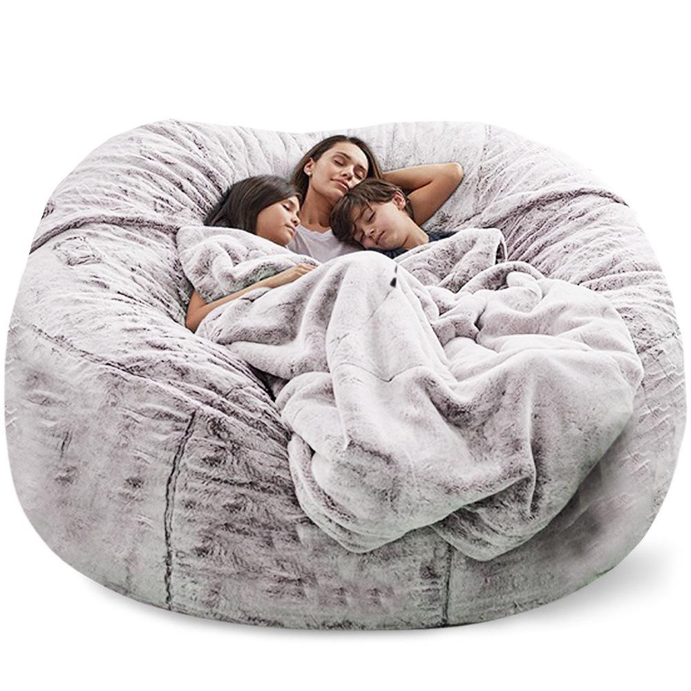 Plush Faux Fur Bean Bag Sofa - Available in 5FT, 6FT, and 7FT Sizes