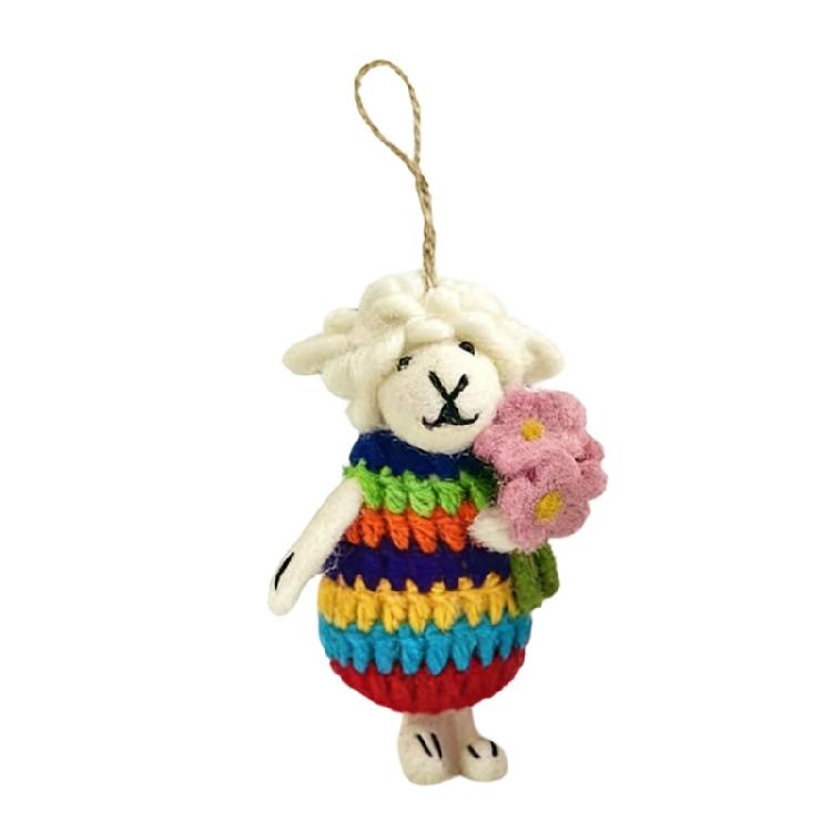 

Crochet Flower Sheep Keychain Car Key Rings Purse Bag Accessories for Women Girls Flower Bag Charm Valentines Gift