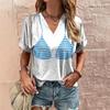 Summer Funny Bikini 3D Print T-shirts Women Casual Fashion Streetwear Short Sleeve V-Neck T Shirt Harajuku Tees Tops Clothing