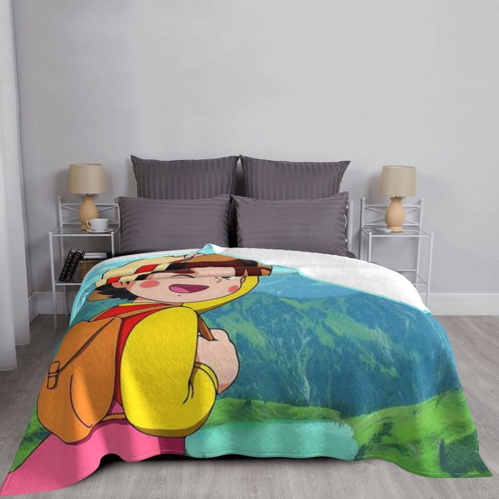 Heidi Ein Mädchen aus den Alpen Decke Fleece Ganzjahres niedlicher Cartoon Multifunktionale Weiche Kuscheldecke für Bettwäsche Schlafzimmer Bettüberwürfe