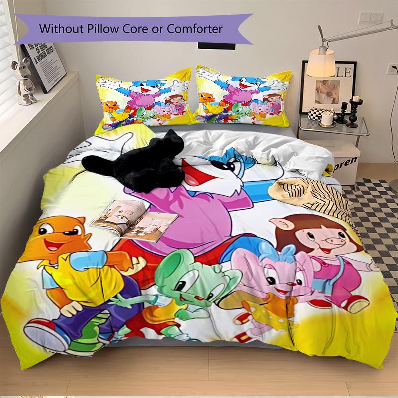 Happy Cartoon Friends Print 3Pcs Bedding Set,Duvet Cover with 2 Bedro,Pillowcase Home Birthday Gift