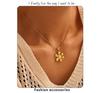 Qiong Yao Sunflower Pearl Pendant Necklace, Gold-Plated Stainless Steel for Women