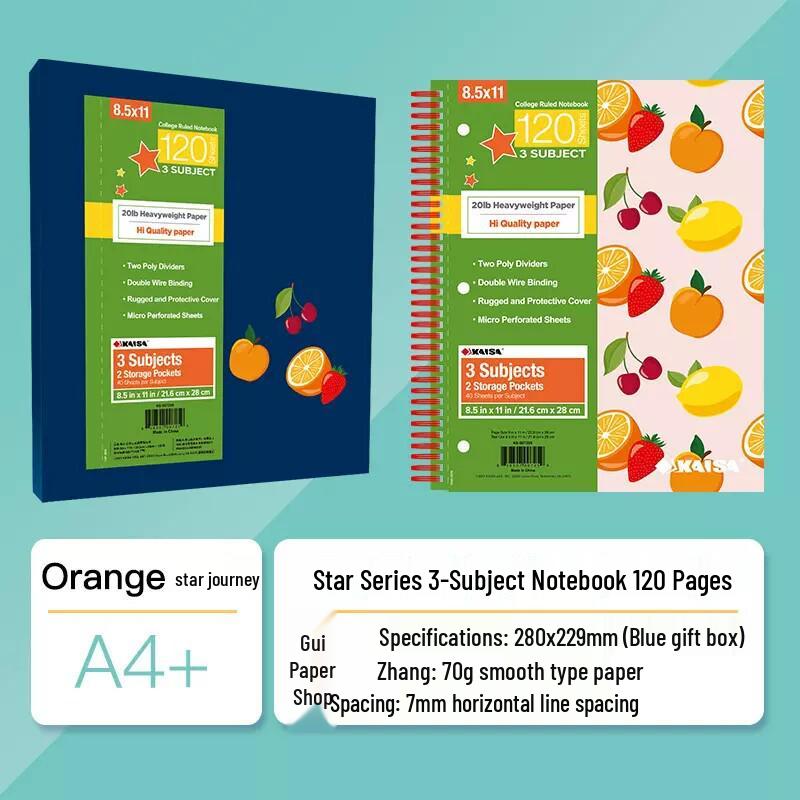 Kaisa American Inspiration Spiral Notebook - Sectioned for College and Graduate Exams, Loose-leaf