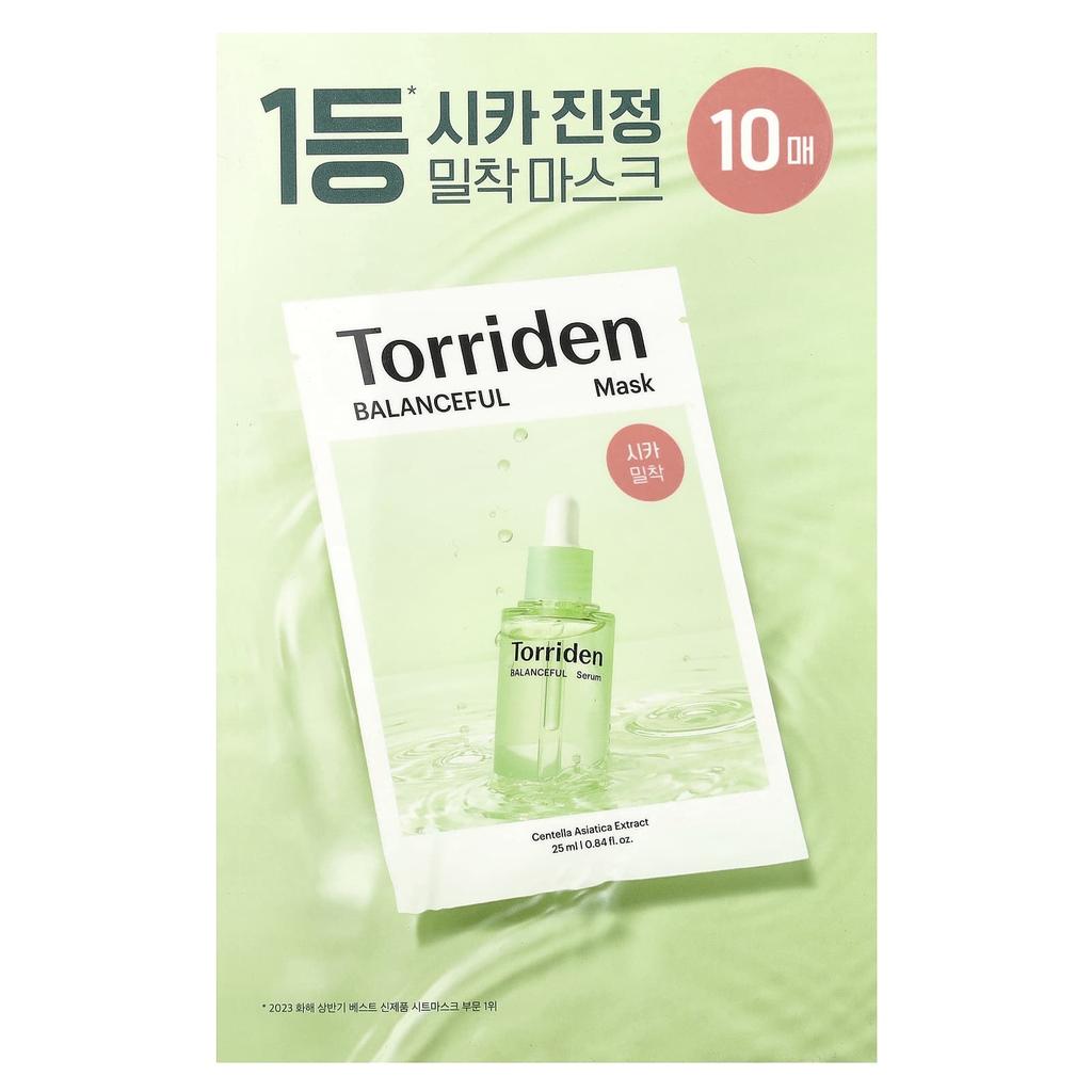 TORRIDEN Balanced Cica Beauty Mask, 10 Sheet Masks, 25 Ml (0.84 Fl Oz)
