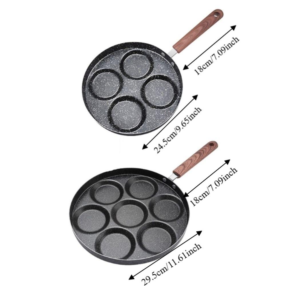 Wood Grain Handle Egg Frying Pan Round Egg Cooker Durable Breakfast Egg Pan Restaurant