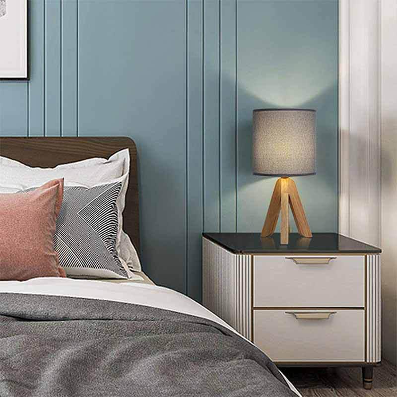 Modern Minimalist Wood Tripod Table Lamp for Hotel, Bedroom, or Study Room
