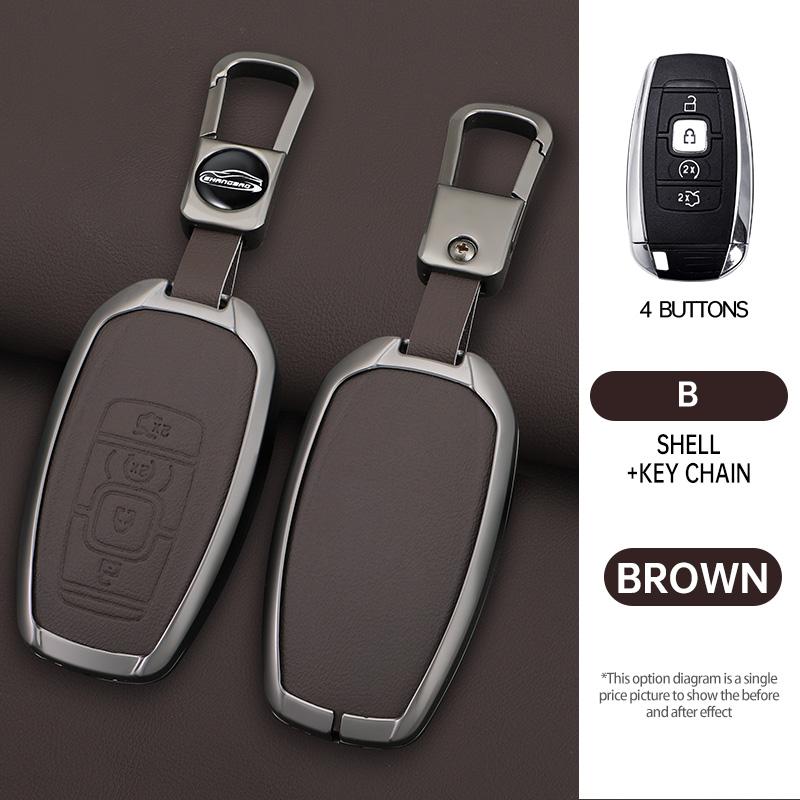 Zinc Alloy Genuine Leather Auto Key Fob Cover Case Fit For Lincoln Continental Navigator Z Mkz Mkc Mkx Nautilus Aviator Corsair