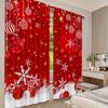 Set Of 2 Flat Printing Christmas Scene Curtains Red Snowflakes Digital Printed Polyester Drapes Birthday Party Use Curtain