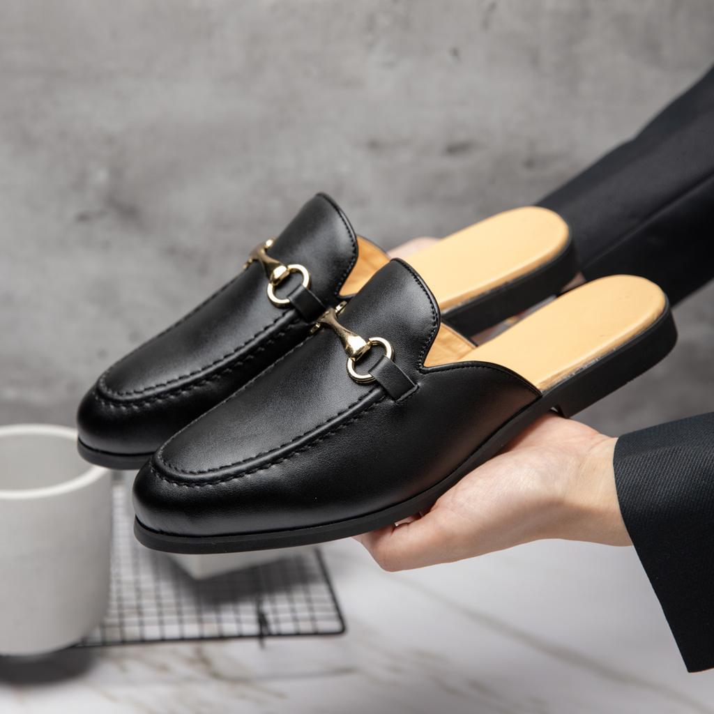 Fashion Leather Men Mules Shoes Men All-match Slippers Retro Soft Anti Slip Casual Shoes for Men 2025 New Original Designer Summer Flats
