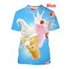 Colorful Ice Cream 3D Printed Top Casual Short Sleeve T-shirt for Adults Summer Plus Size Men's T-shirt