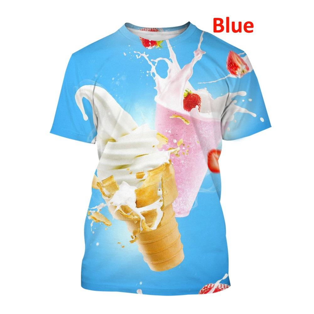 Colorful Ice Cream 3D Printed Top Casual Short Sleeve T-shirt for Adults Summer Plus Size Men's T-shirt