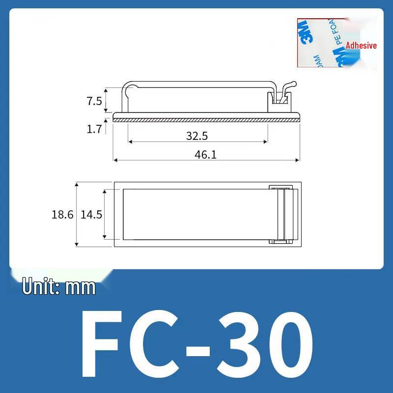 Adhesive Cable Management Clips: Wire Fixing & Organizer Base FC-30/40/50