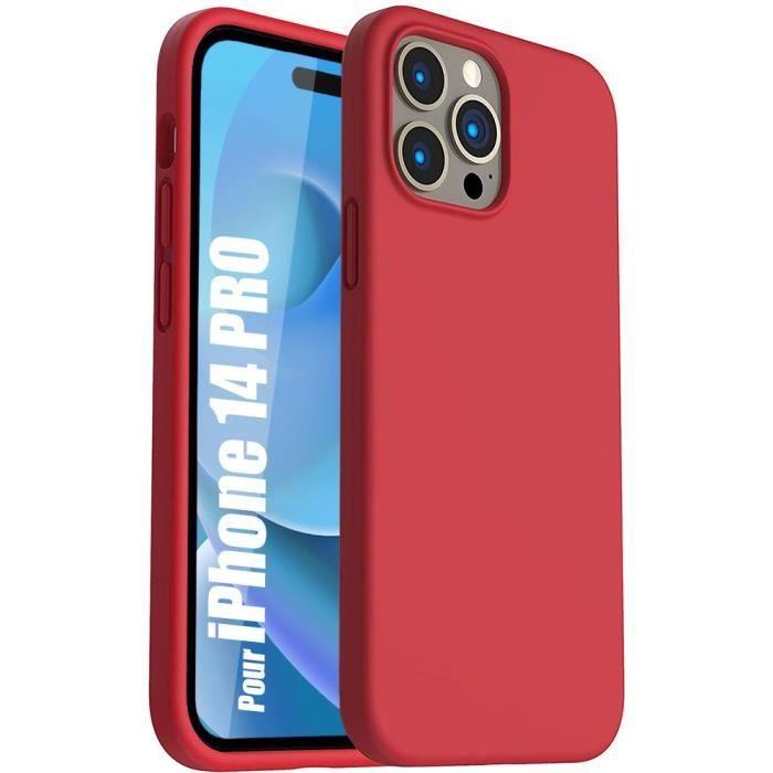 Coque de protection - Silicone TPU - pour iPhone 14 Pro - Rouge Mat - Antichoc - Antidérapante