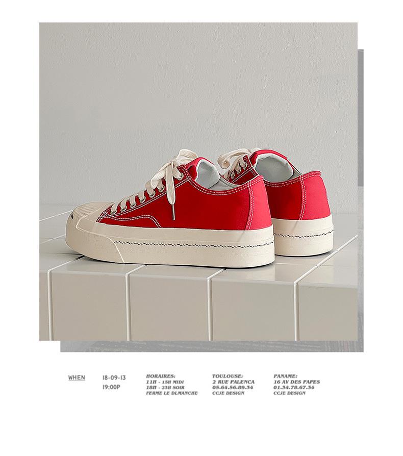 AFANTING Low-Top Canvas Shoes - Open Mouth, Thick Soles, Spring Versatile Japanese Trend X267