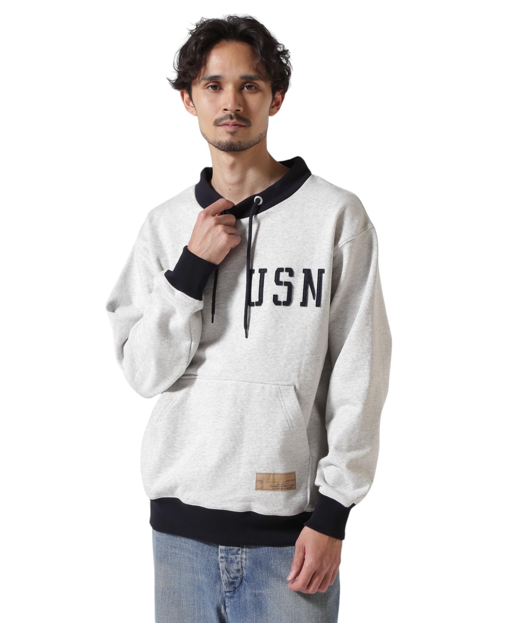 AVIREX US.NAVY MOCK NECK SWEAT men s XL 023 light gray 783-5132012