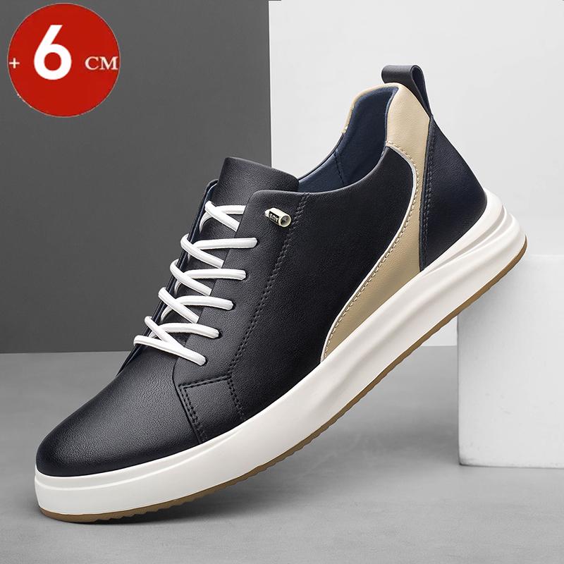 6cm 8cm Height Increasing Elevator Shoes Men Height Increase Shoes Genuine Leather Man Sneakers Taller Casual Board Shoes 2024