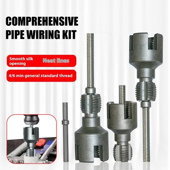 Sada závitníků na trubky, elektrická vrtačka, kompatibilní s PVC trubkou, sada nástrojů pro závitování 1/2'' 3/4'' vnitřní a vnější závitování