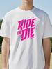 Koszulka z nadrukiem Ride Or Die Moda Vintage Miękki top z nadrukiem Graficzna koszulka do noszenia na co dzień Ubrania Codzienna koszulka T-shirty z krótkim rękawem