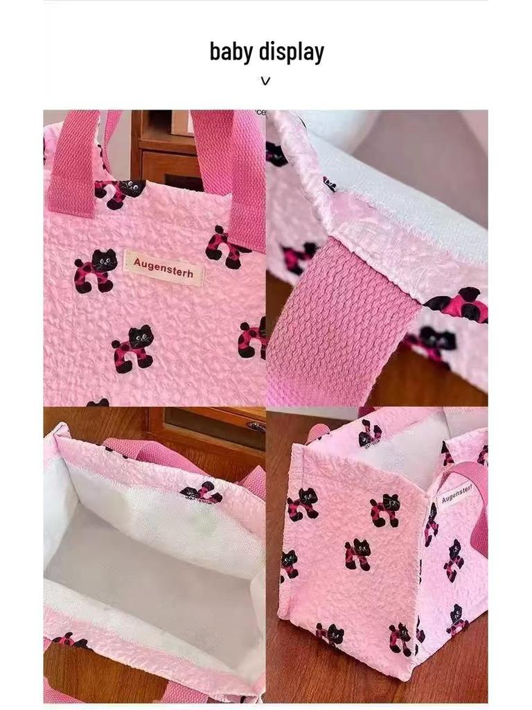 High-Capacity Tote Lunch Bag for Office Workers - Stylish Bento Carrier for Women